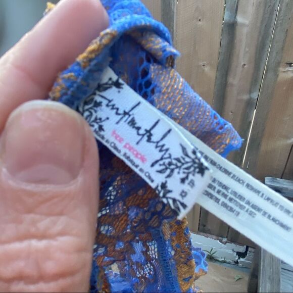 Free People Wild Roses Racerback lace Bralette in Blue and Gold size XS - Picture 6 of 8